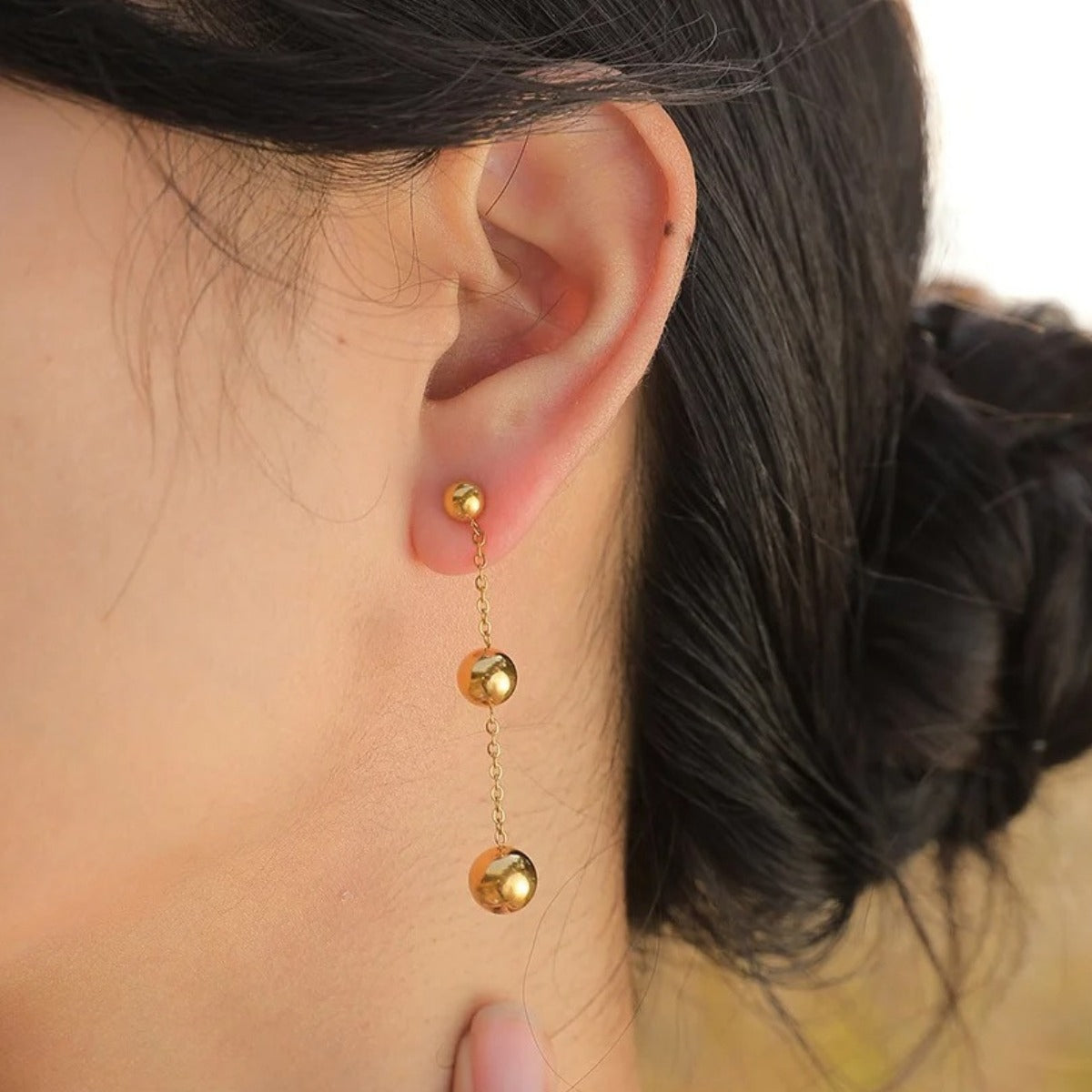 Aros Mujer Acero Inoxidable Color Dorado Elegantes Moda Chic