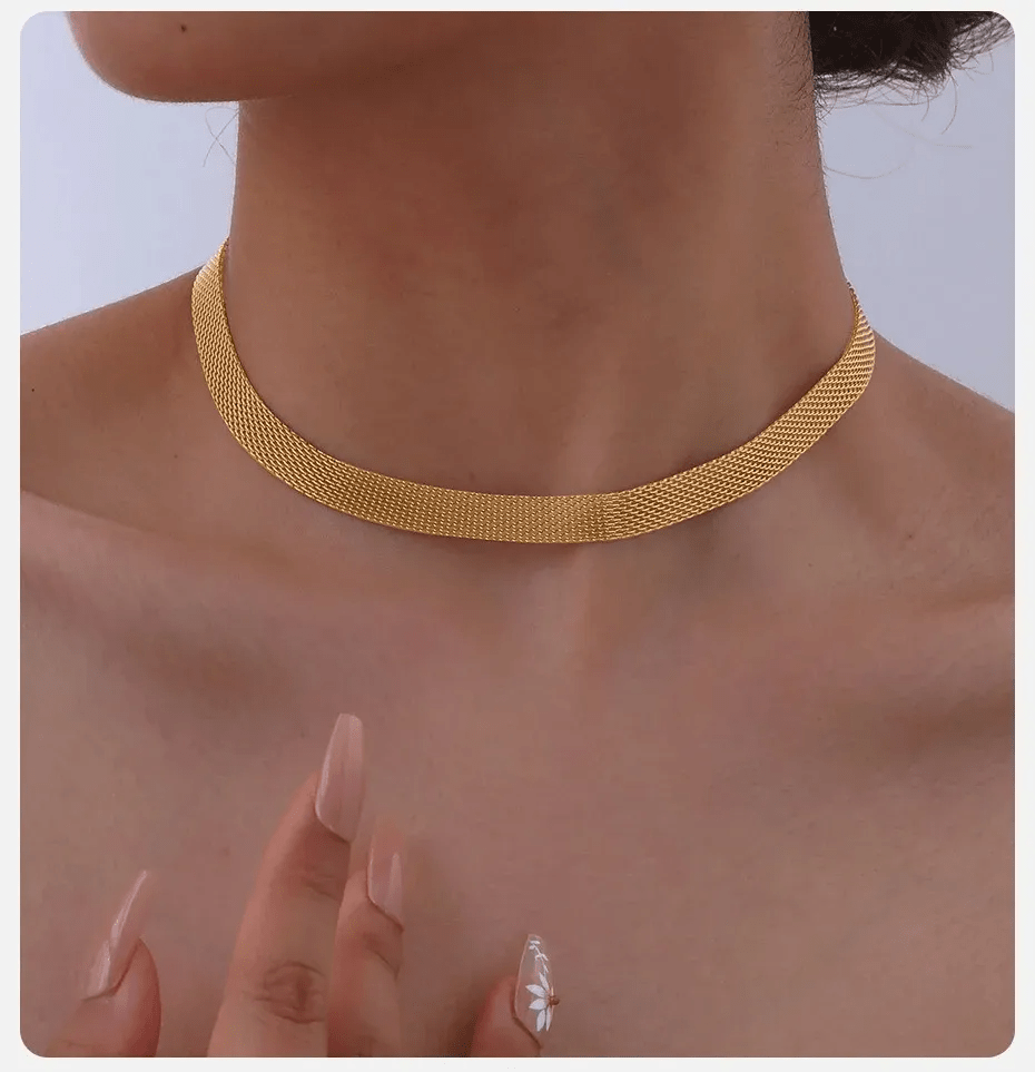 Collar Acero Inoxidable Dorado Mujer Enchapado Elegante