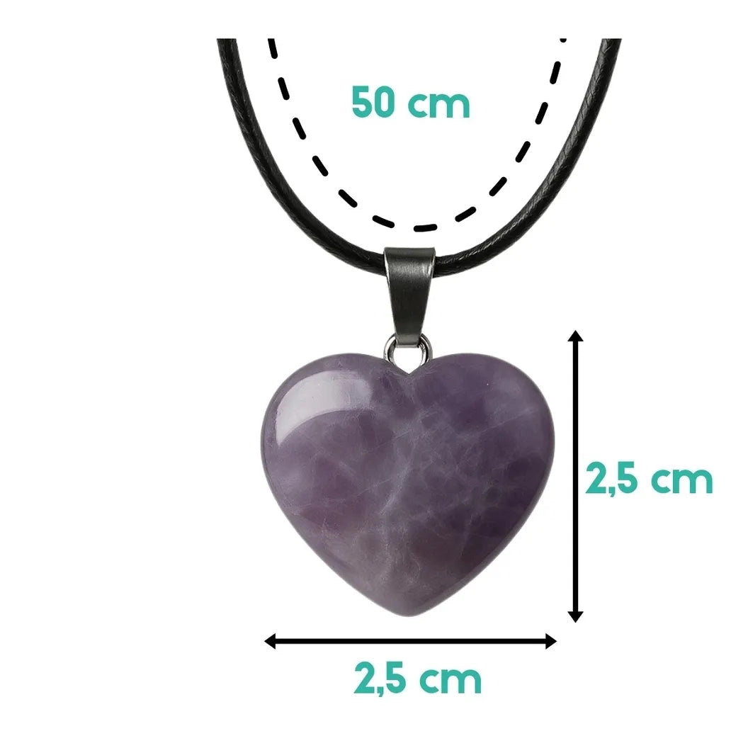 Collar Corazón Amatista Protección Cordón Pu