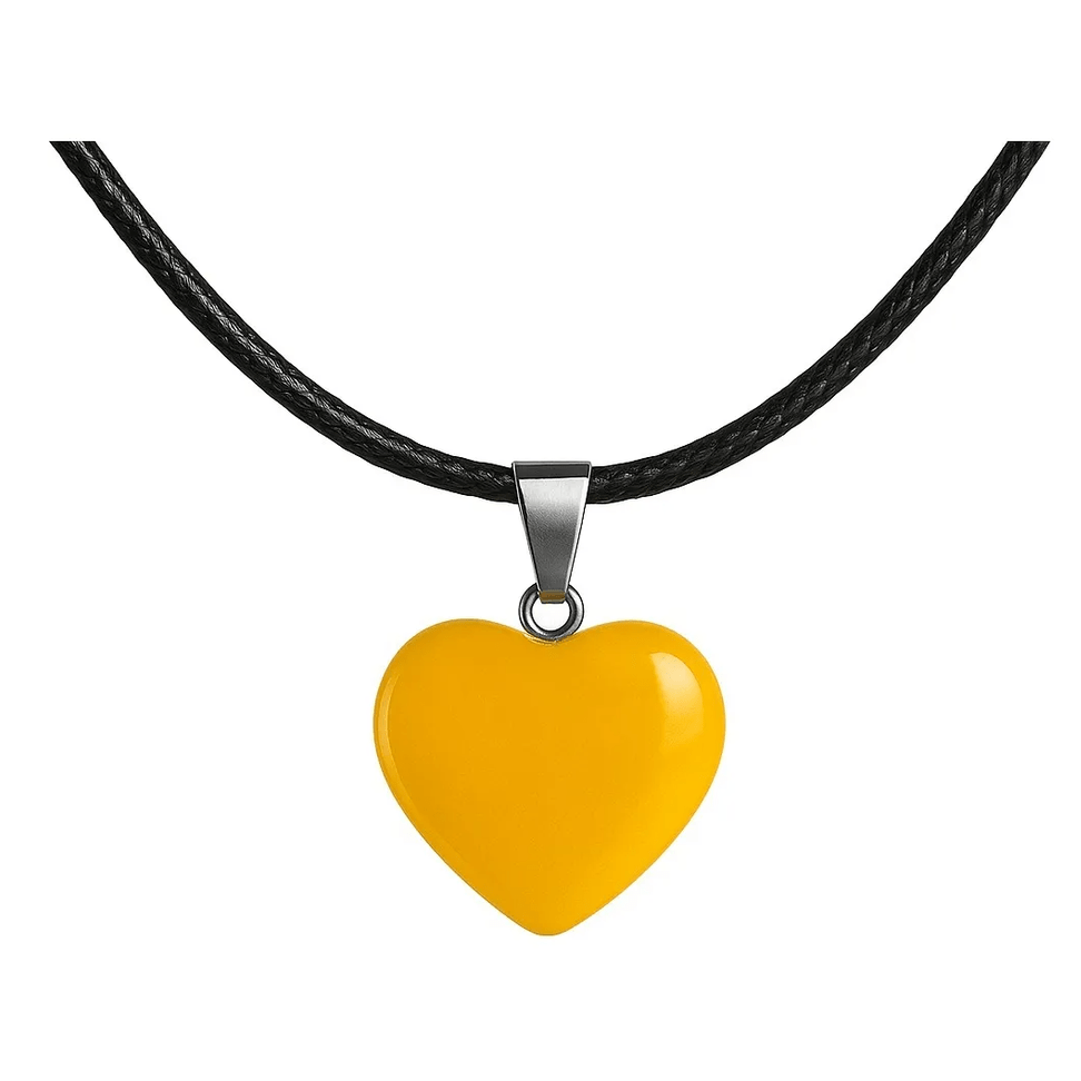 Collar Corazón Aragonita Amarilla Energía Cordón Pu