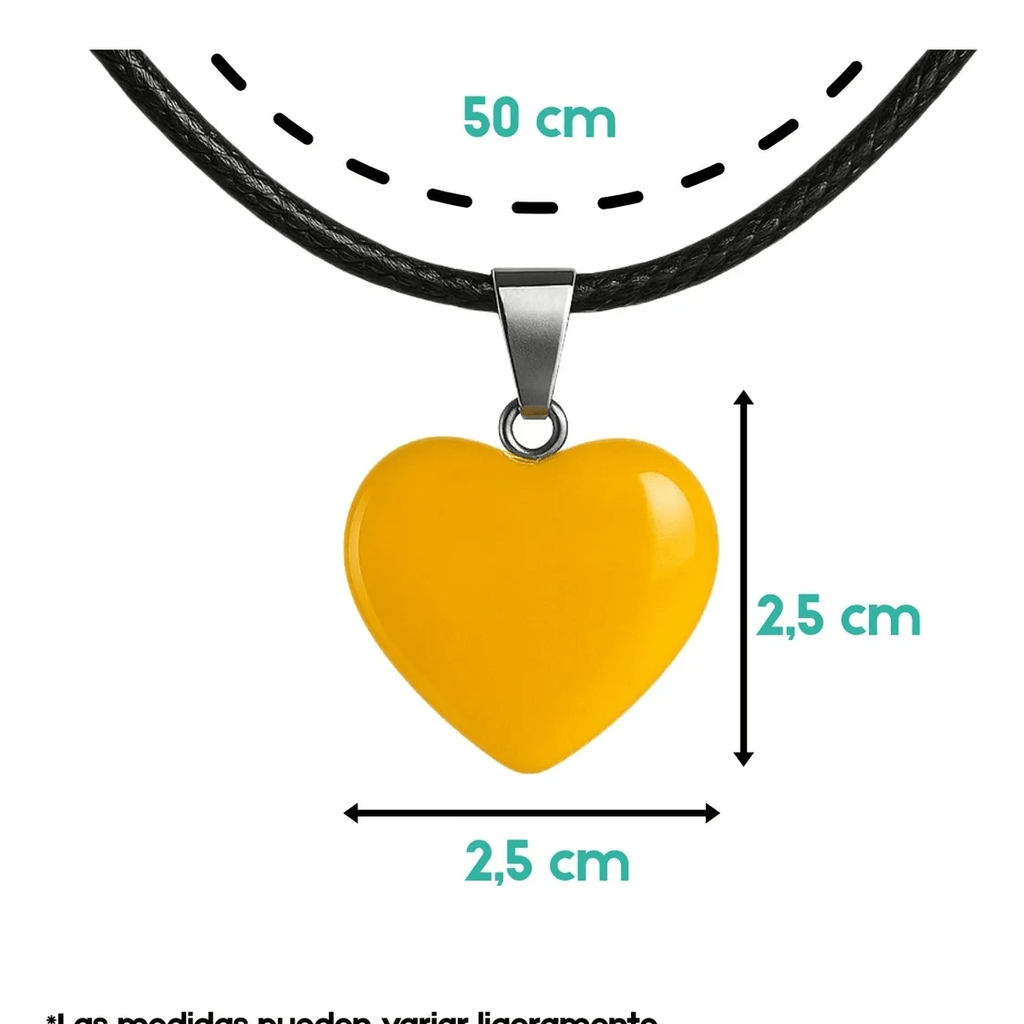 Collar Corazón Aragonita Amarilla Energía Cordón Pu