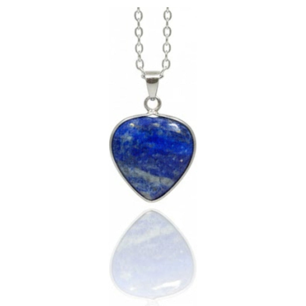 Collar Corazón Lapislázuli Piedra Natural Acero Inoxidable