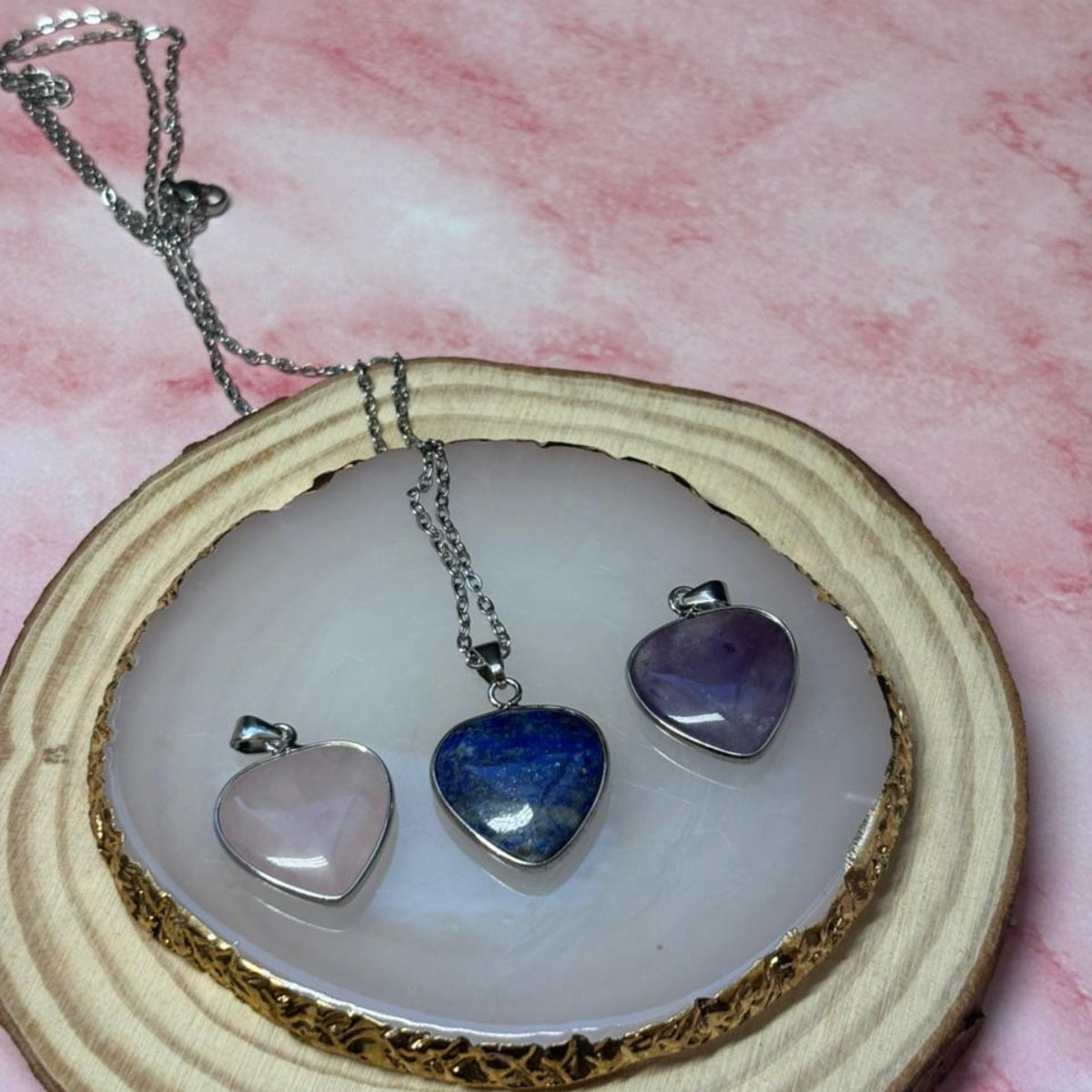 Collar Corazón Lapislázuli Piedra Natural Acero Inoxidable