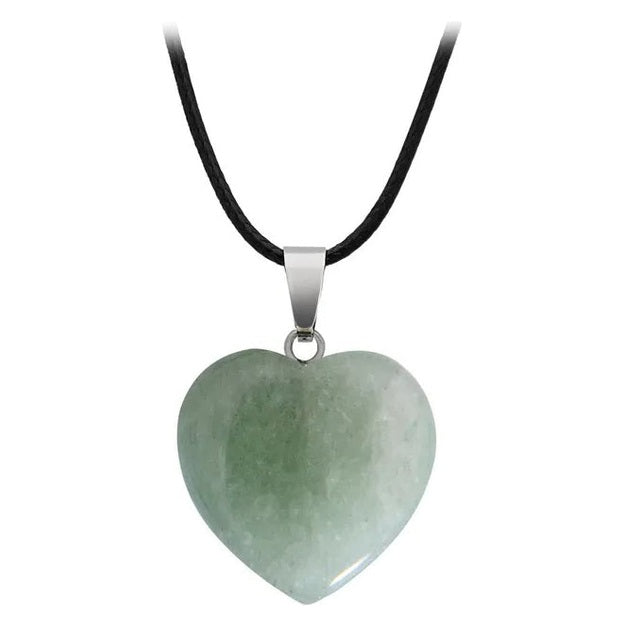 Collar Corazón de Aventurina Verde Natural para Prosperidad y Buena Suert