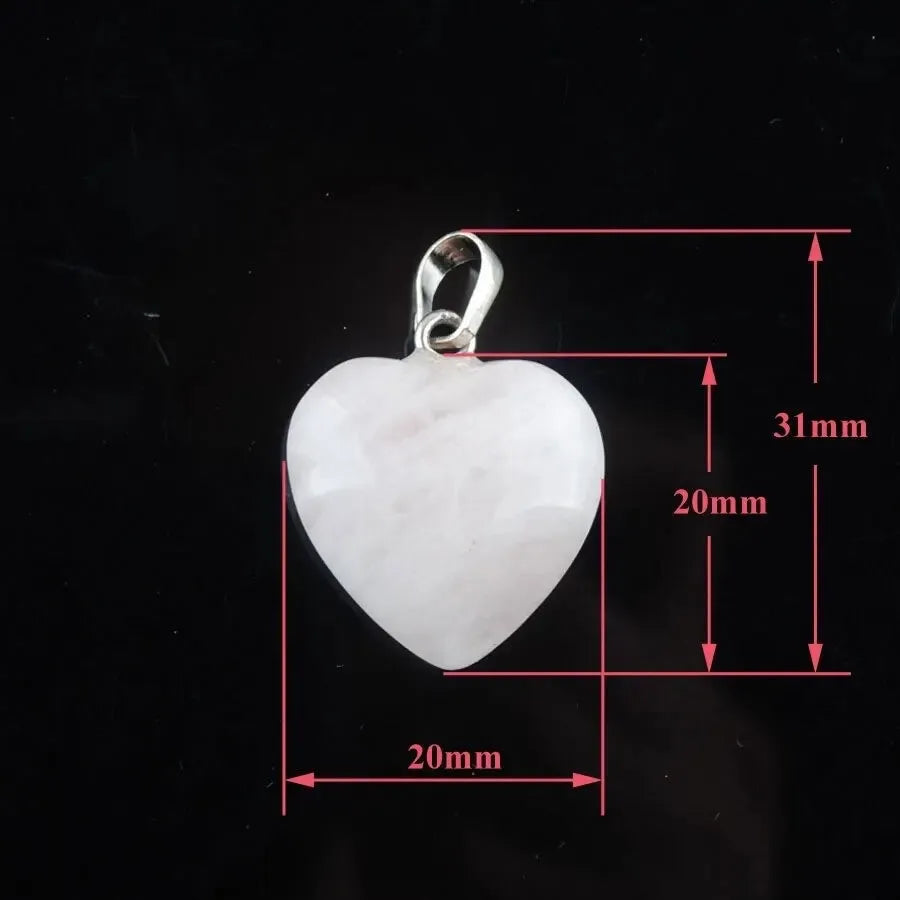 Collar Corazón de Cuarzo rosa Natural y Acero para Sanación y Energía