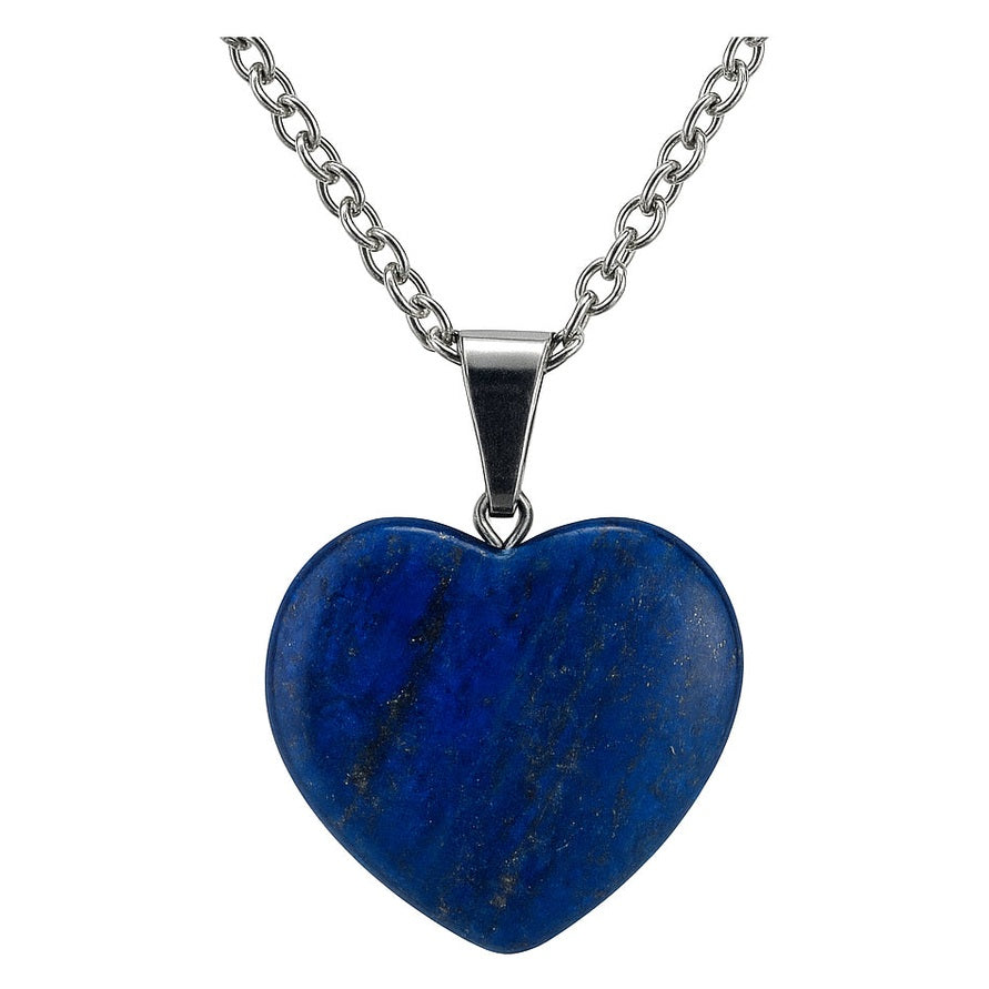 Collar Corazón de Lapislázuli Natural y Acero para Sabiduría y Verdad
