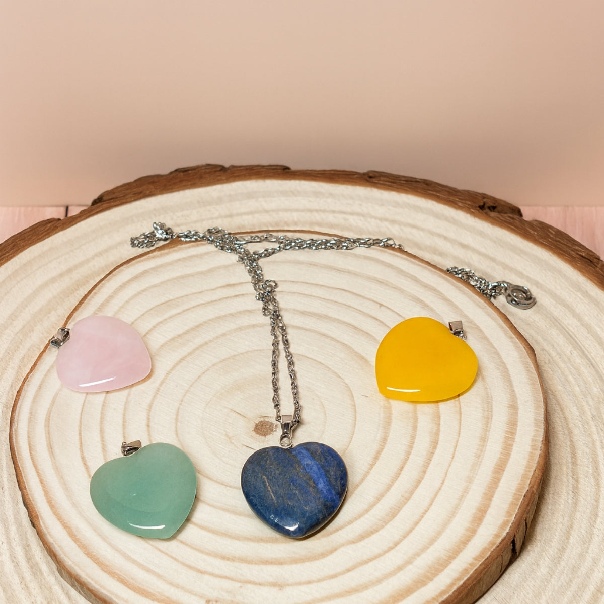 Collar Corazón de Lapislázuli Natural y Acero para Sabiduría y Verdad