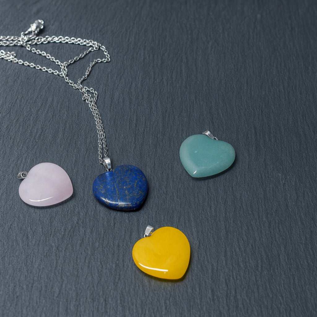 Collar Corazón de Lapislázuli Natural y Acero para Sabiduría y Verdad