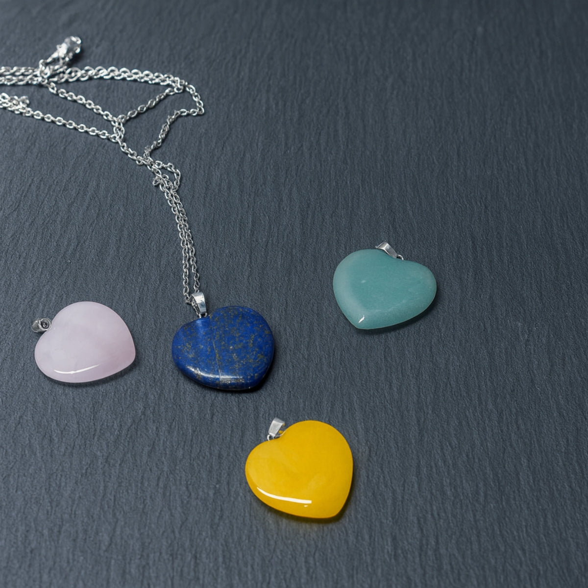 Collar Corazón de Lapislázuli Natural y Acero para Sabiduría y Verdad