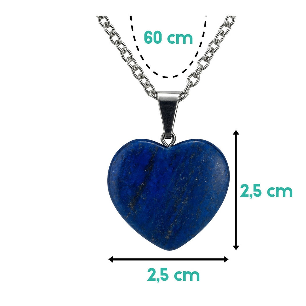 Collar Corazón de Lapislázuli Natural y Acero para Sabiduría y Verdad