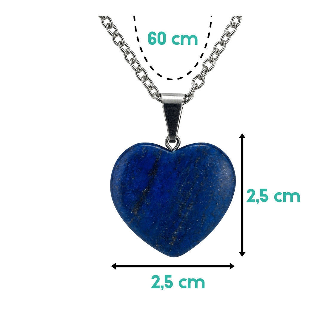 Collar Corazón de Lapislázuli Natural y Acero para Sabiduría y Verdad