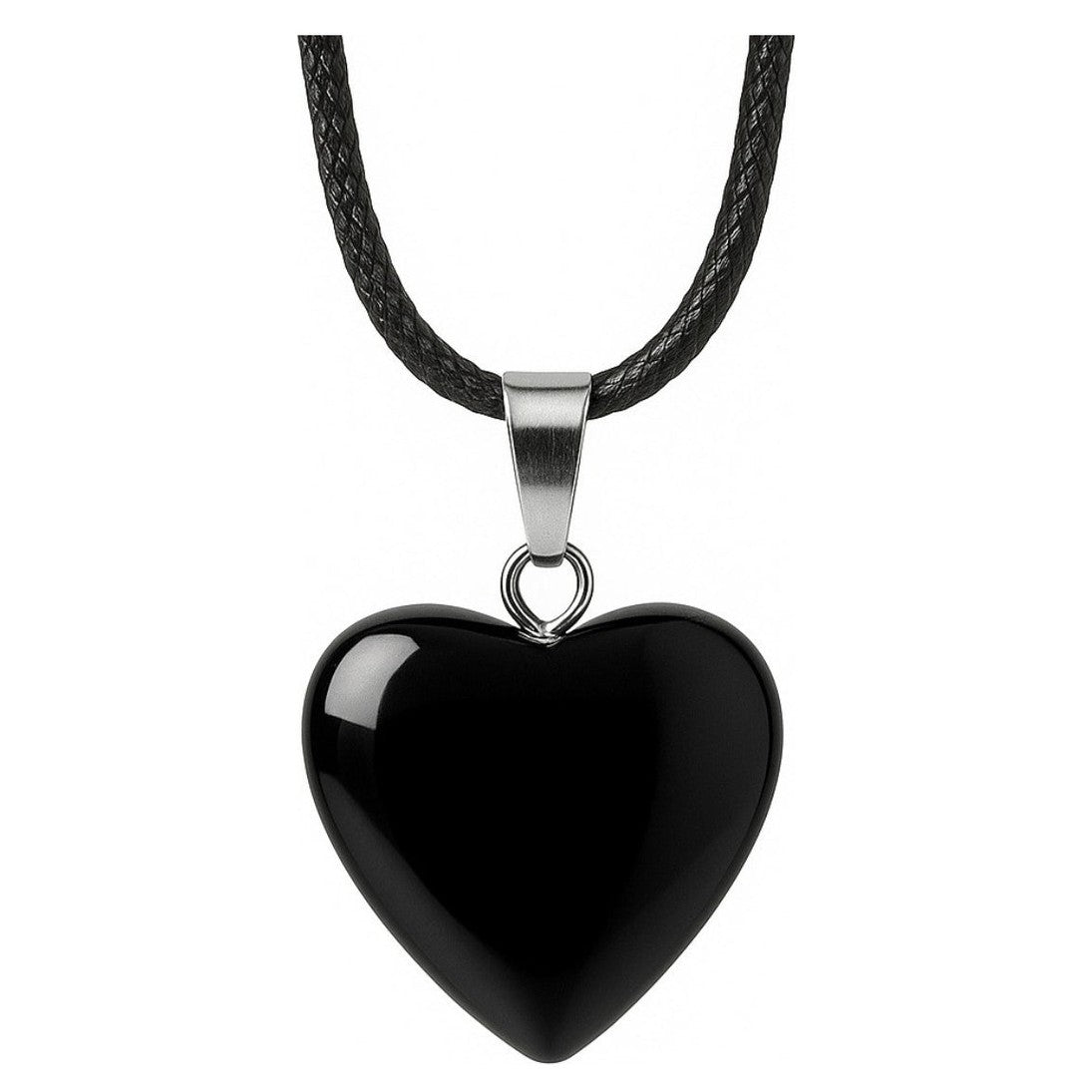 Collar Corazón de Ónix Negro Natural para Protección y Fuerza