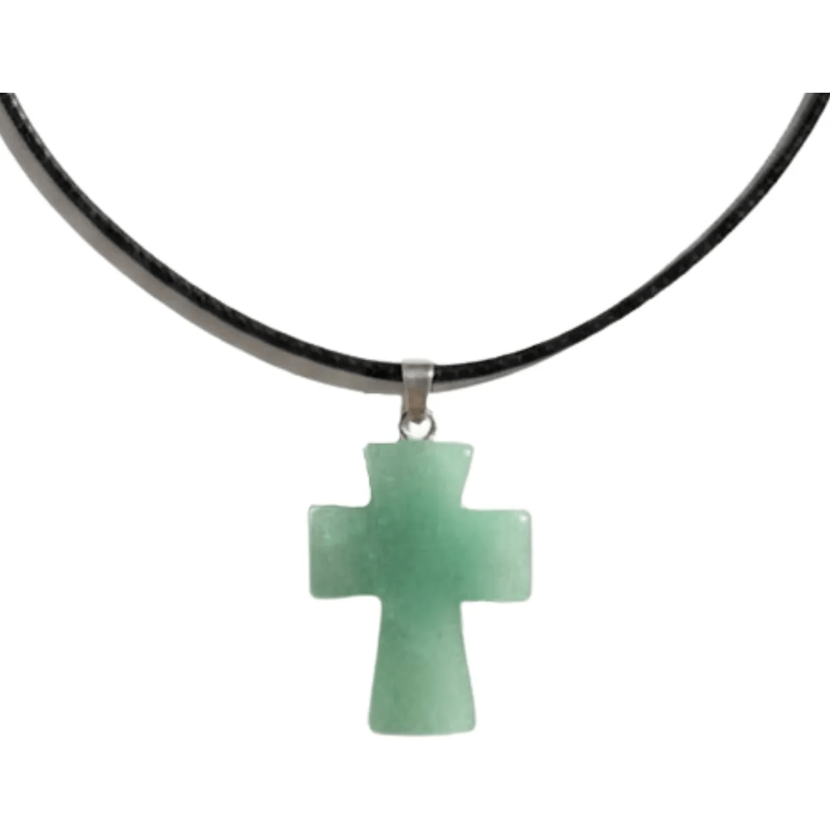 Collar Cruz de Aventurina Verde Natural para Salud y Bienestar