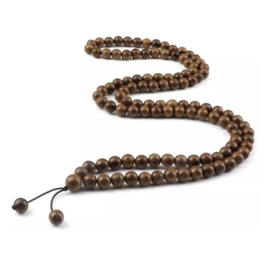 Collar Cuentas Madera Natural Japa Mala Budista Yoga