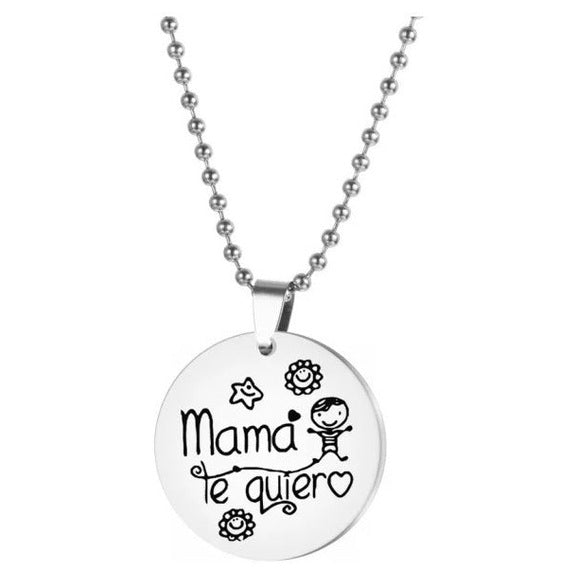 Collar Mamá Te Quiero Acero Inox Regalo Día De La Madre Amor