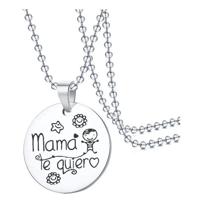 Collar Mamá Te Quiero Acero Inox Regalo Día De La Madre Amor