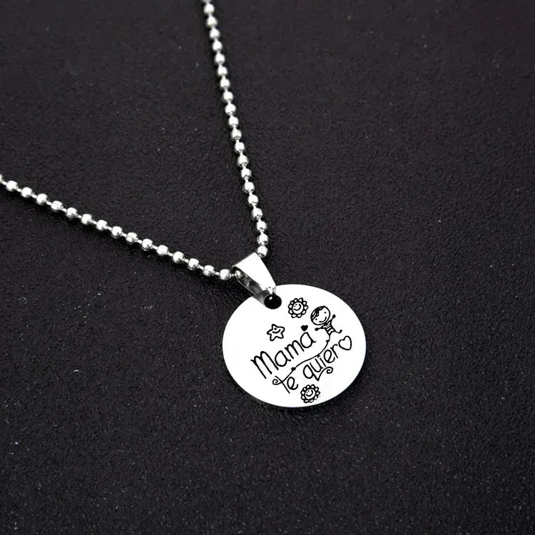 Collar Mamá Te Quiero Acero Inox Regalo Día De La Madre Amor