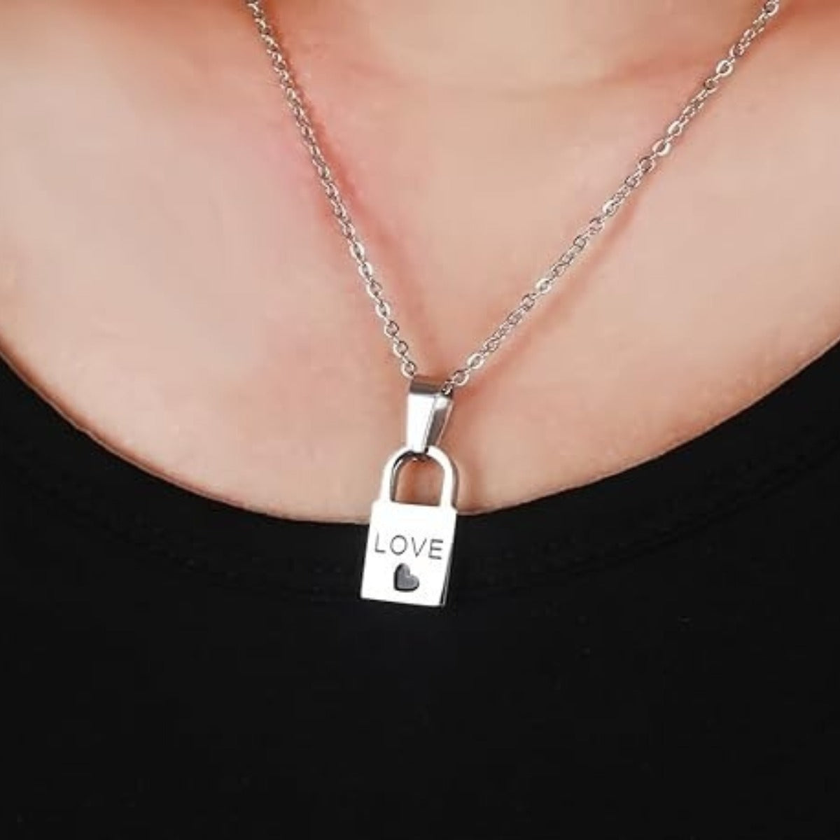 Collar Pareja Candado Llave Acero Inoxidable Regalo Navidad