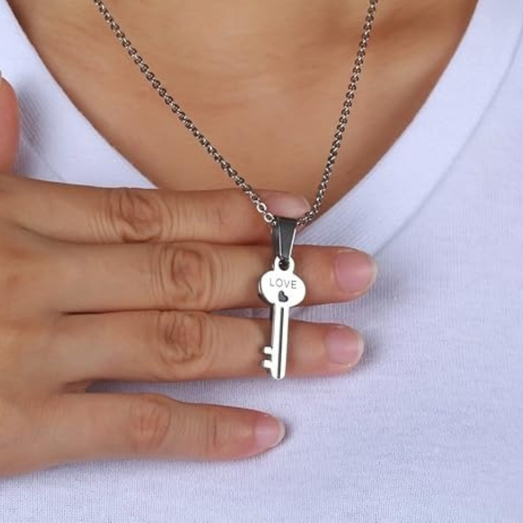 Collar Pareja Candado Llave Acero Inoxidable Regalo Navidad