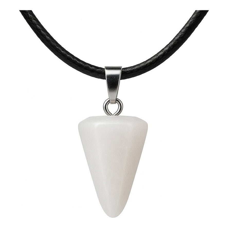 Collar Péndulo Cuarzo Blanco Limpieza Energética Cordón Pu