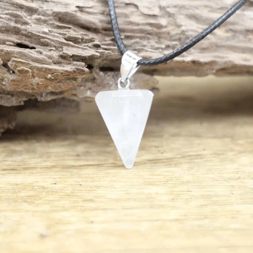 Collar Péndulo Cuarzo Blanco Limpieza Energética Cordón Pu