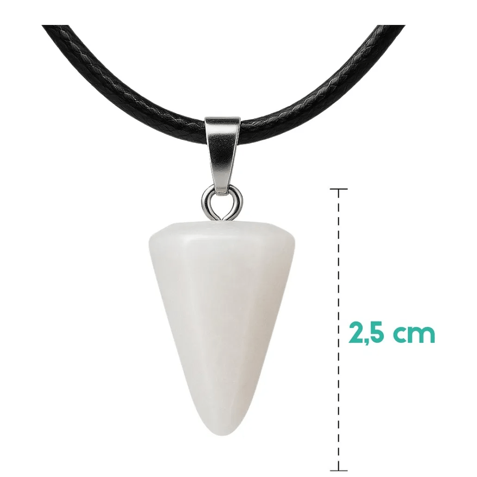 Collar Péndulo Cuarzo Blanco Limpieza Energética Cordón Pu