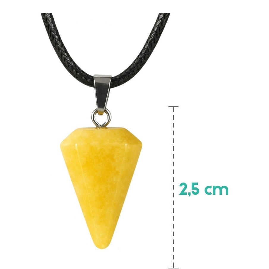 Collar Péndulo Cuarzo Citrino Prosperidad Cordón Pu