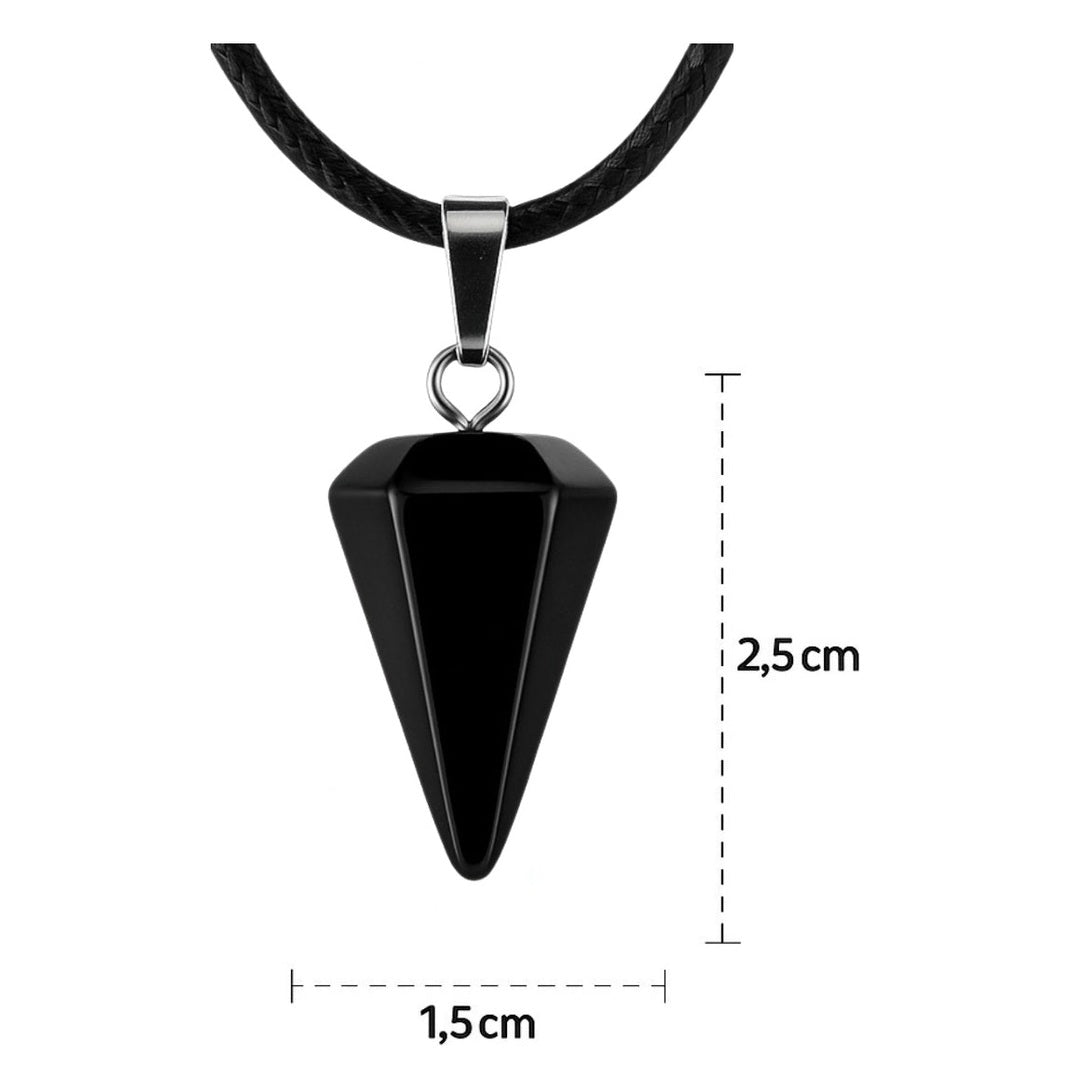 Collar Péndulo Obsidiana Protección Energética Cordón Pu