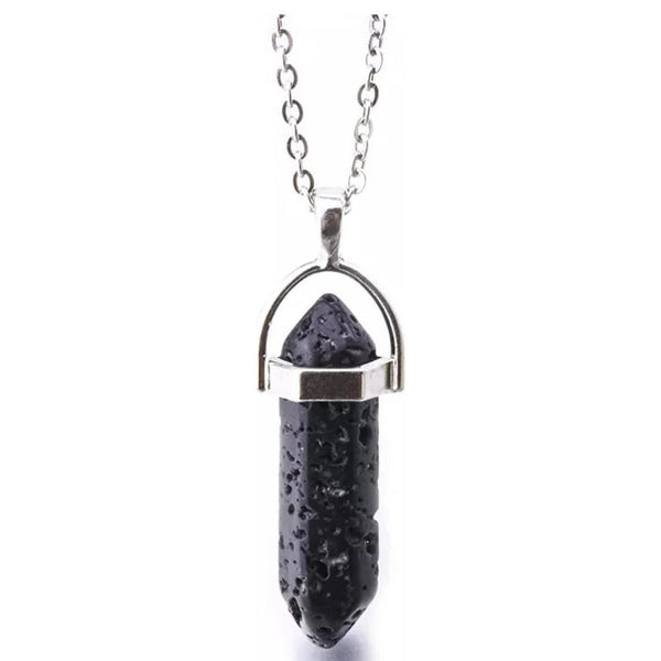 Collar Piedra Lava Volcánica Aromaterapia Con Cadena Acero