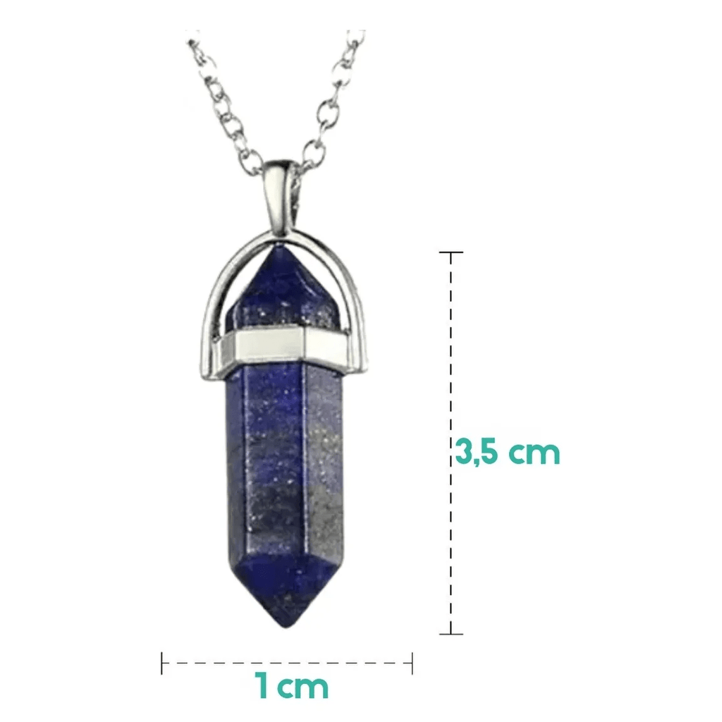 Collar Punta de Lapislázuli Natural y Acero para Sabiduría y Comunicación