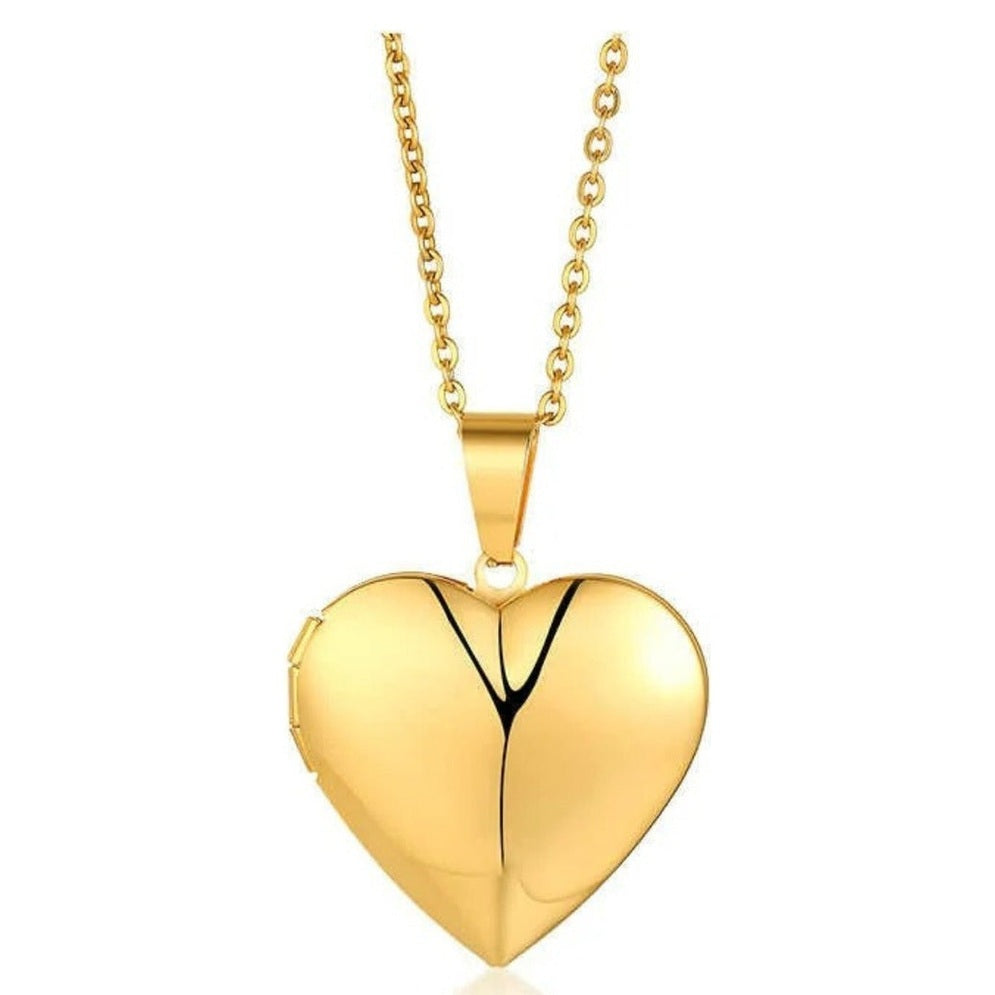 Collar Relicario Corazón de Acero Inoxidable para Fotos y Recuerdos