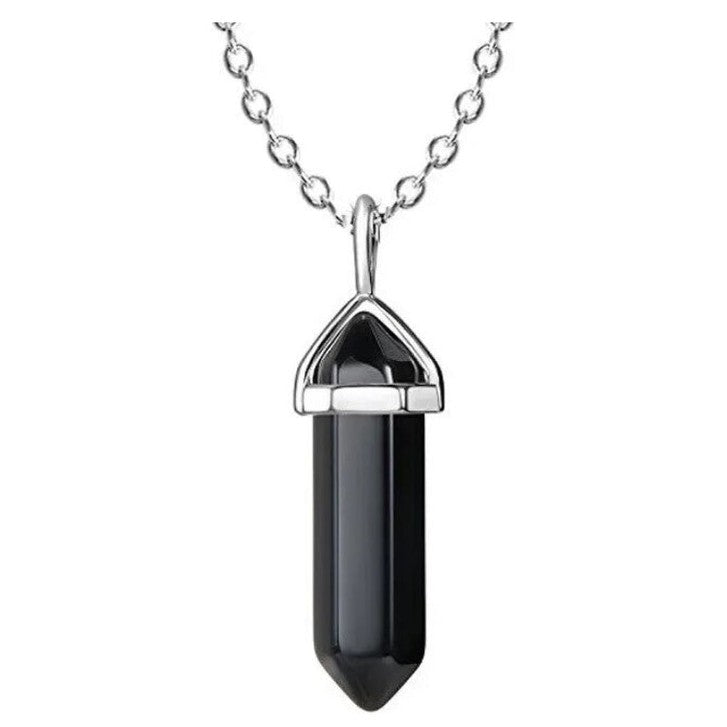 Collar de Obsidiana Natural y Acero Inoxidable para Protección Energética