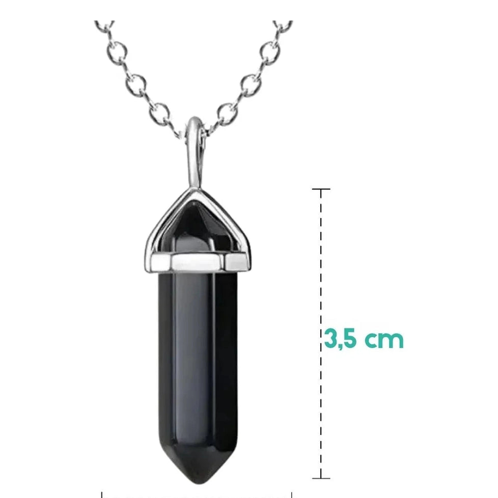 Collar de Obsidiana Natural y Acero Inoxidable para Protección Energética