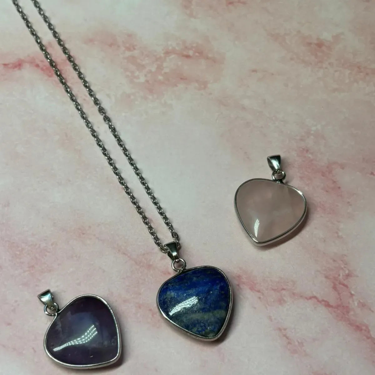 Collar Corazón Lapislázuli Piedra Natural Acero Inoxidable