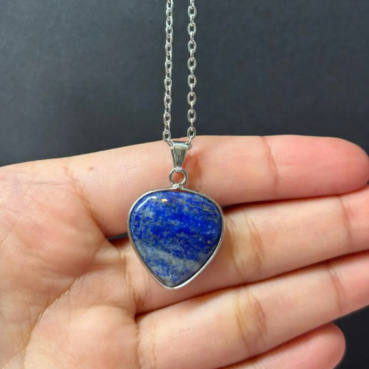 Collar Corazón Lapislázuli Piedra Natural Acero Inoxidable