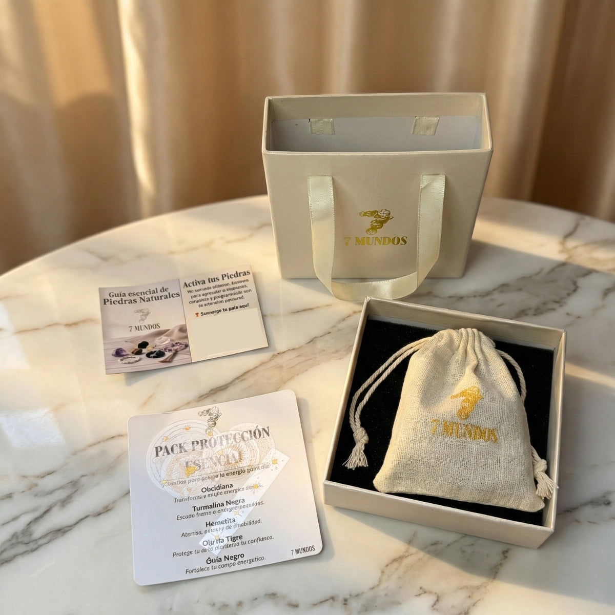 Set 5 Piedras protectoras Naturales Protección Esencial 7 Mundos