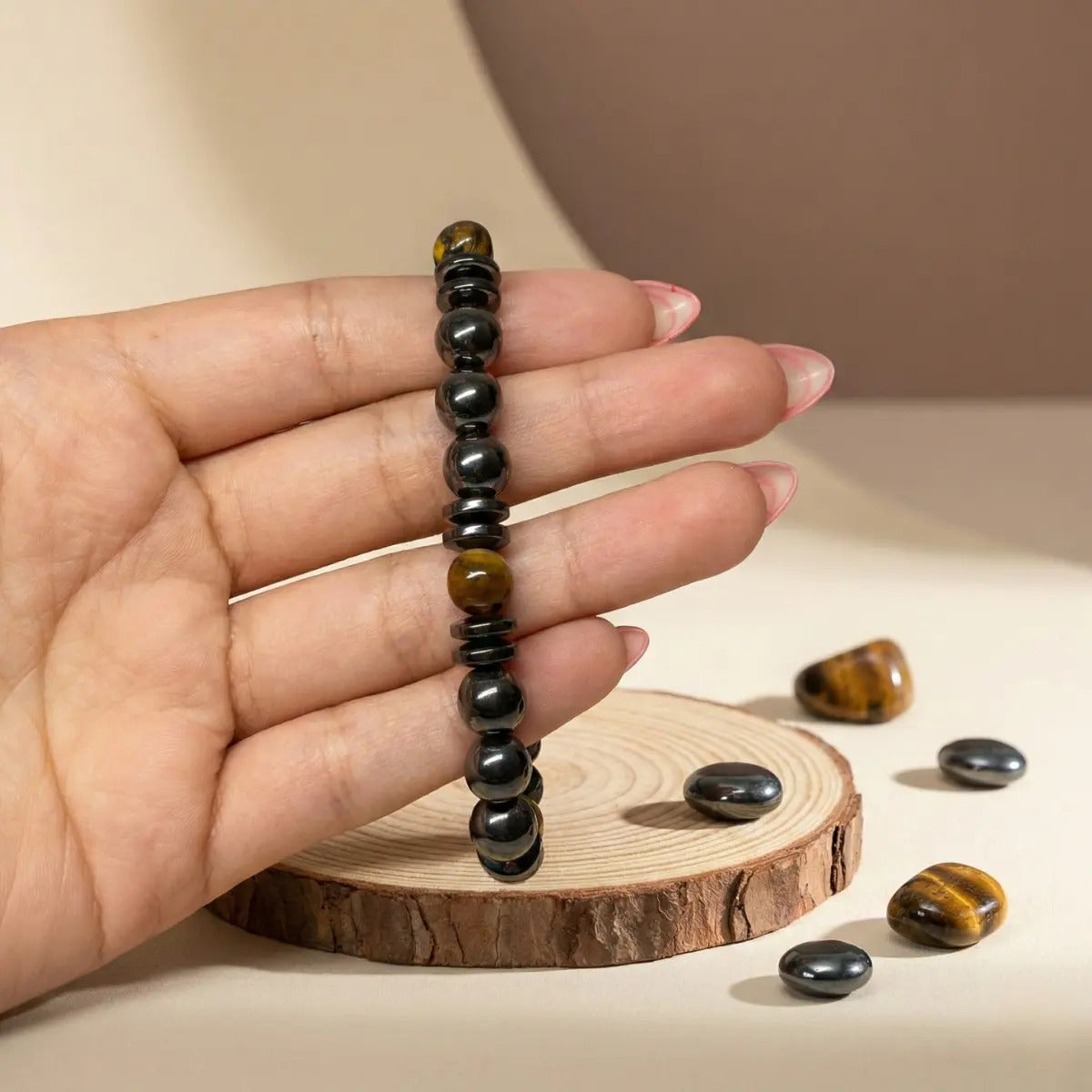Pulsera de Ojo de Tigre y Hematita