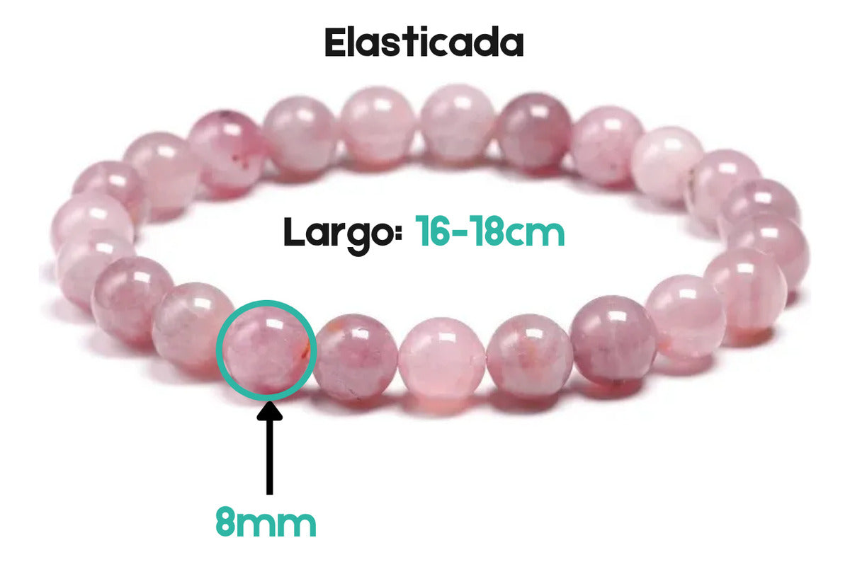 Pulsera Piedra Natural De Cuarzo Rosa Energética