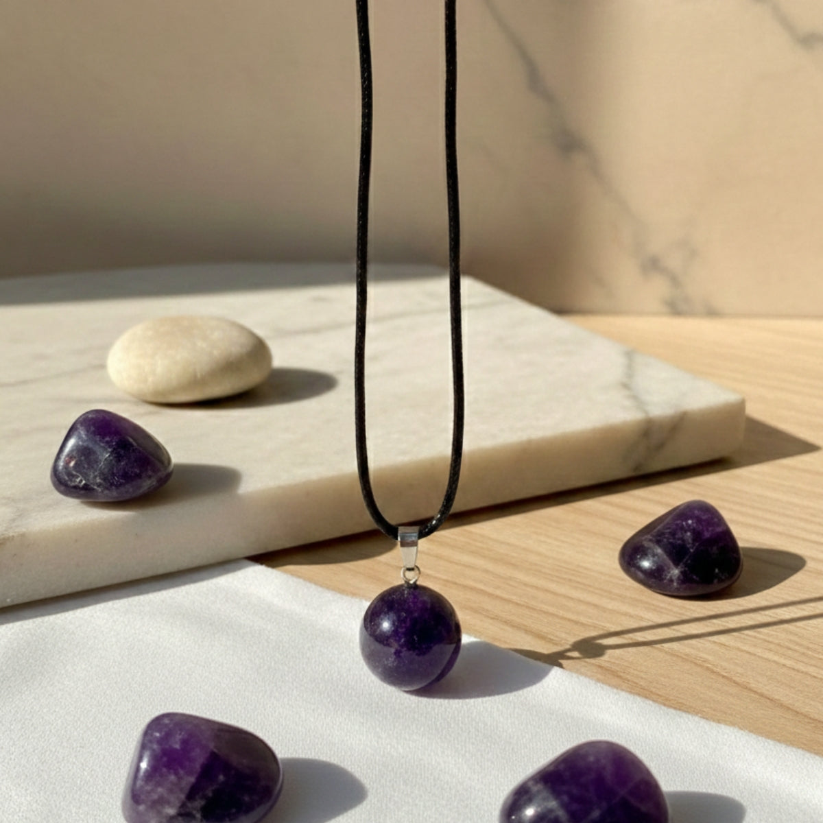 Collar de Amatista Cuero PU