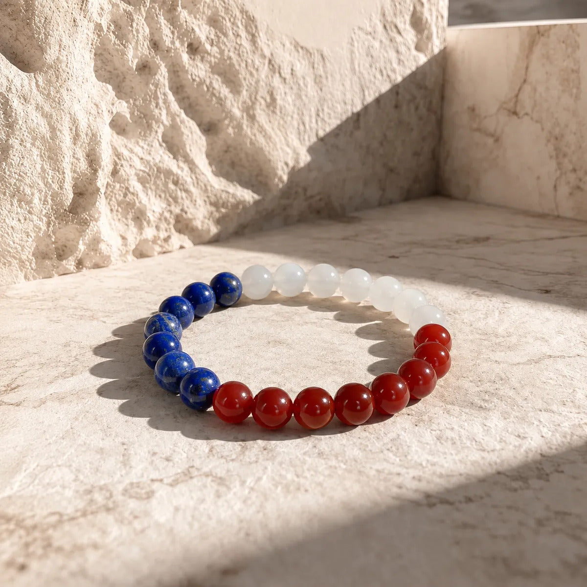 Pulsera Piedras Naturales Chile Tricolor Ágata Lapislázuli