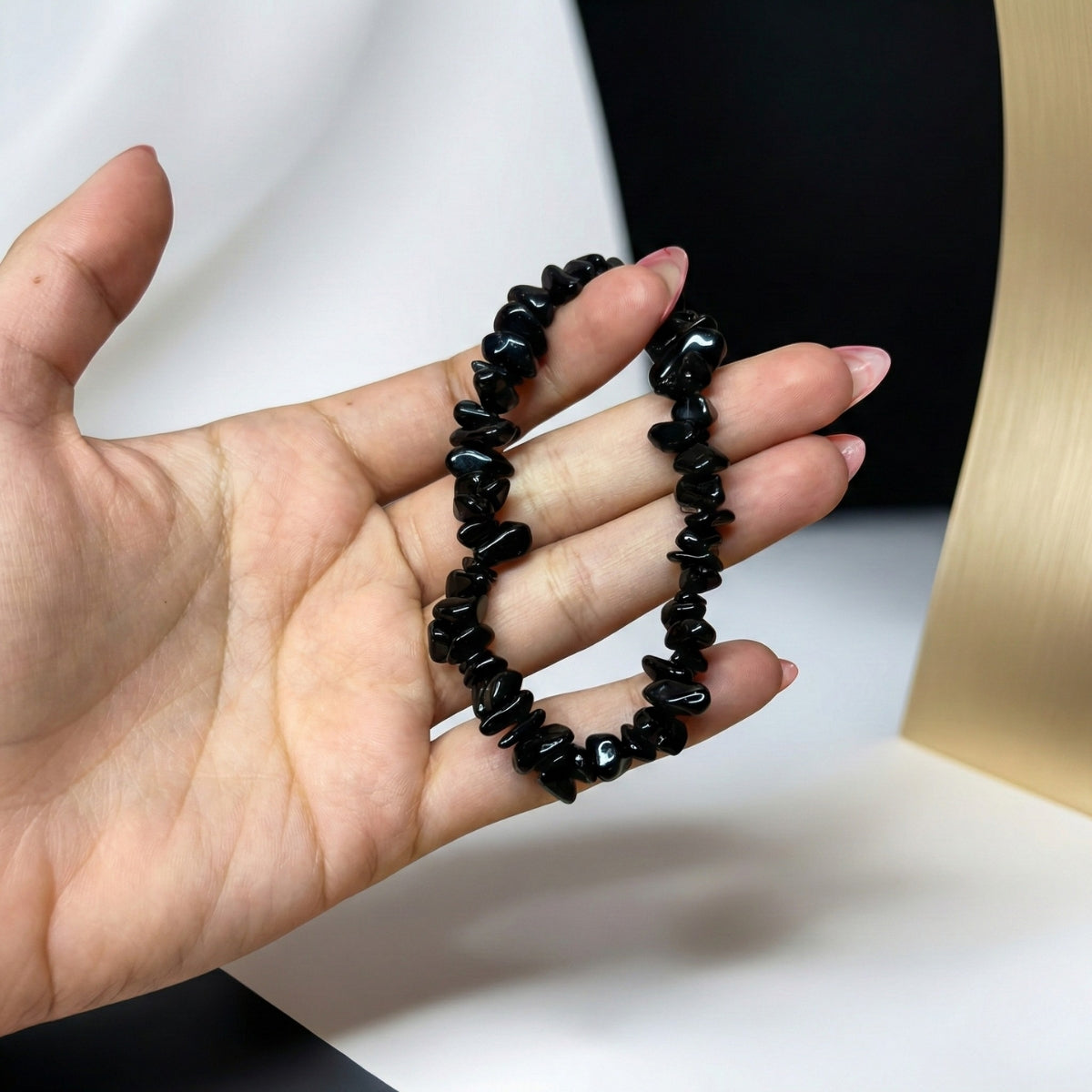 Pulsera Chips de Obsidiana Natural para Protección y Equilibrio