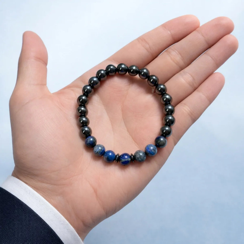 Pulsera Lapislázuli Y Hematita De Piedras Naturales 
