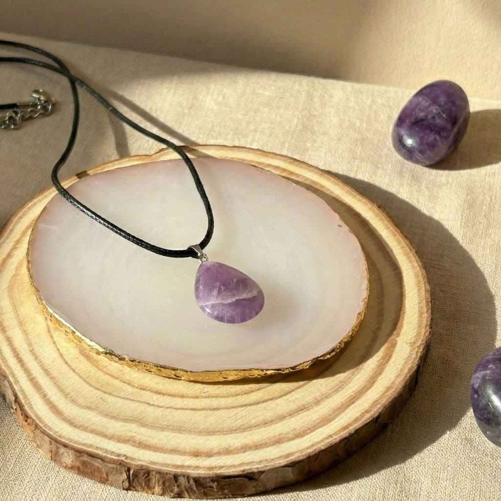 Collar de Amatista Cuero PU