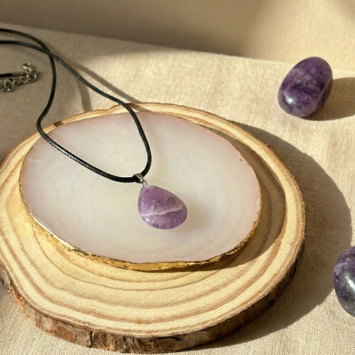 Collar de Amatista Cuero PU