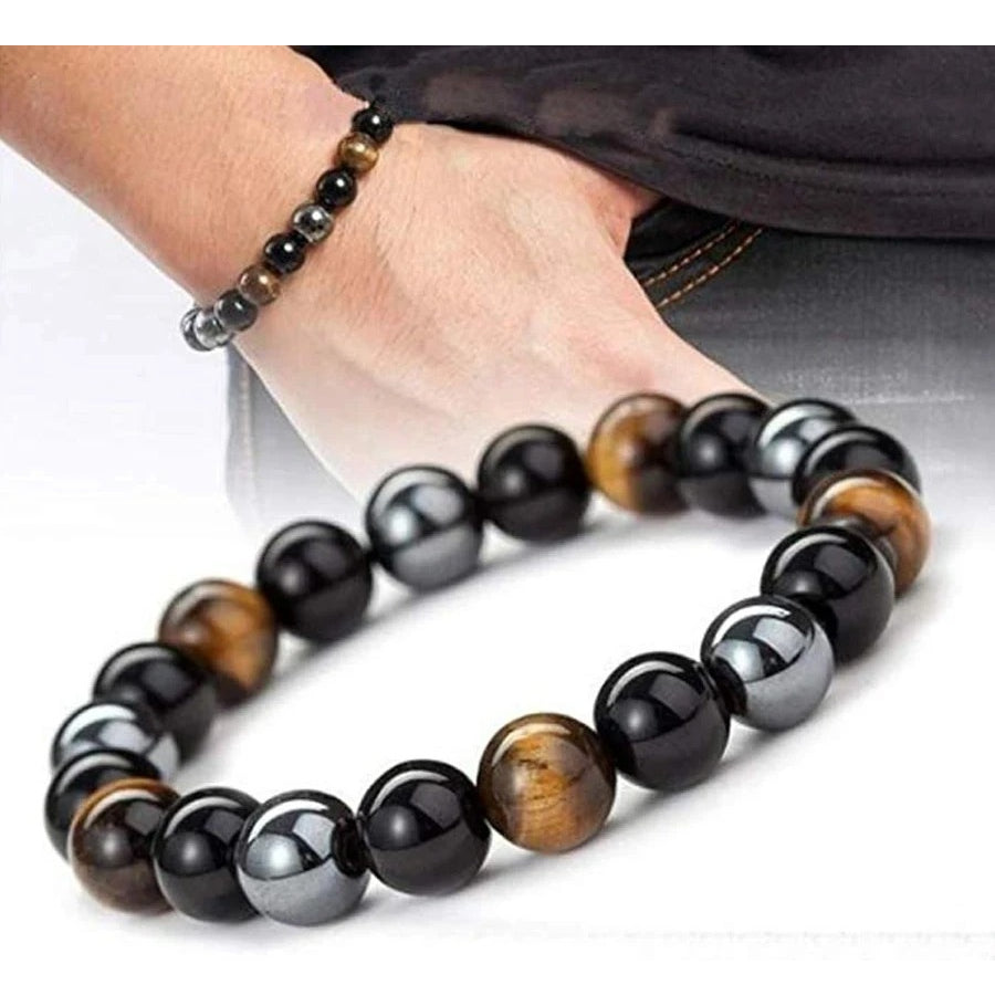 Pulsera Triple Protección – Obsidiana y Hematita