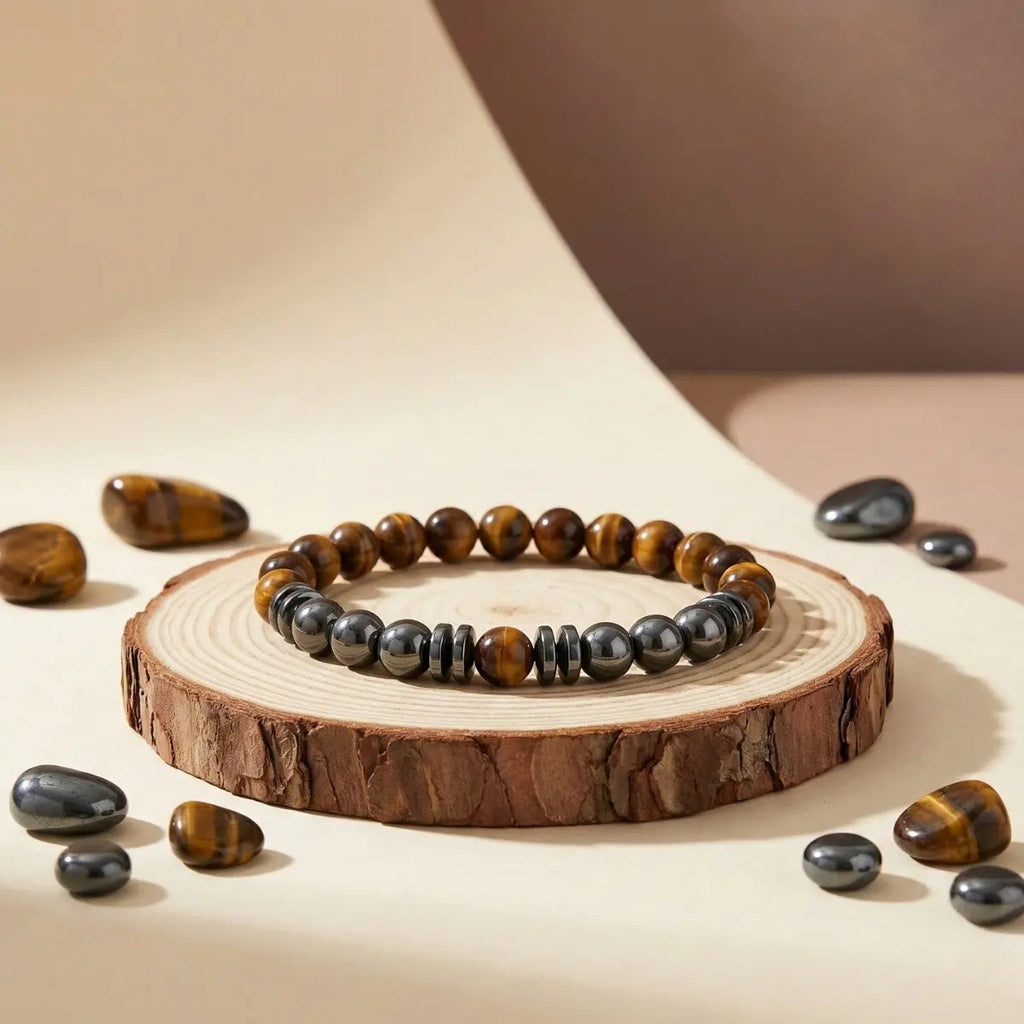 Pulsera de Ojo de Tigre y Hematita