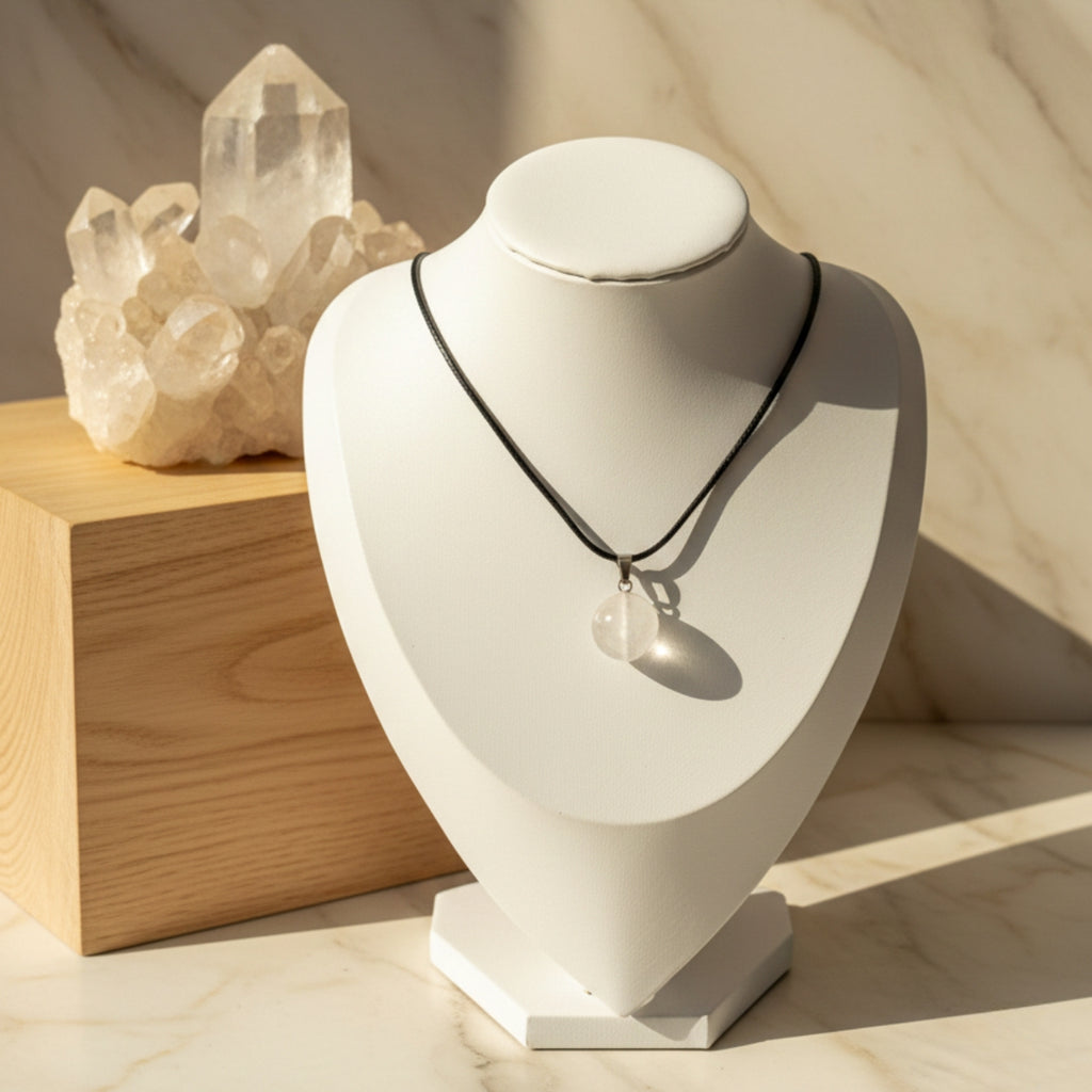 Collar de Cuarzo Cristal Cuero PU