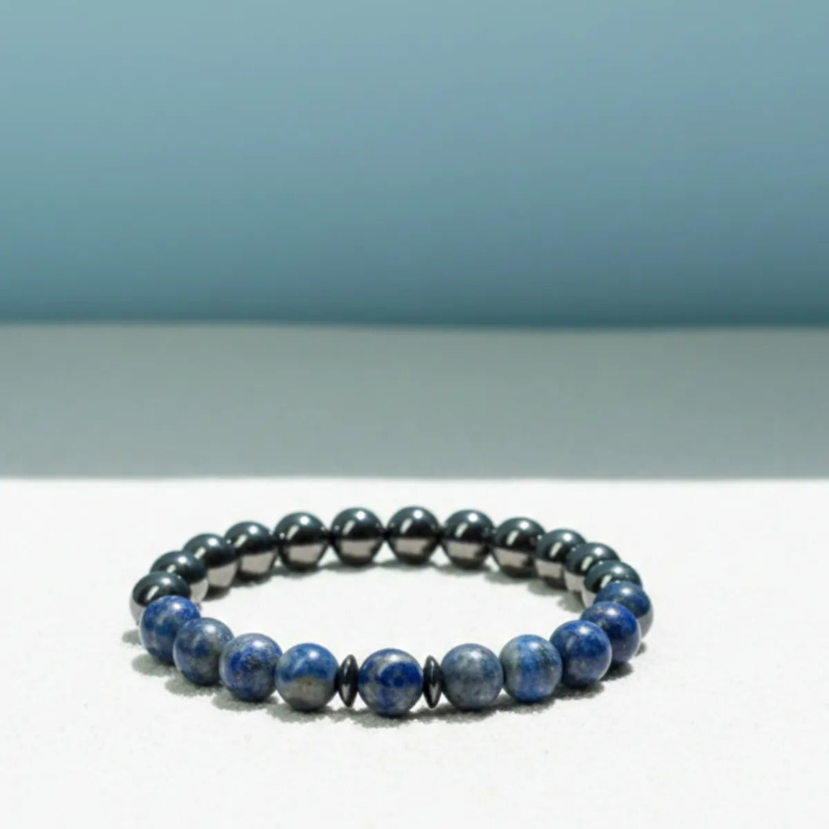 Pulsera Lapislázuli Y Hematita De Piedras Naturales