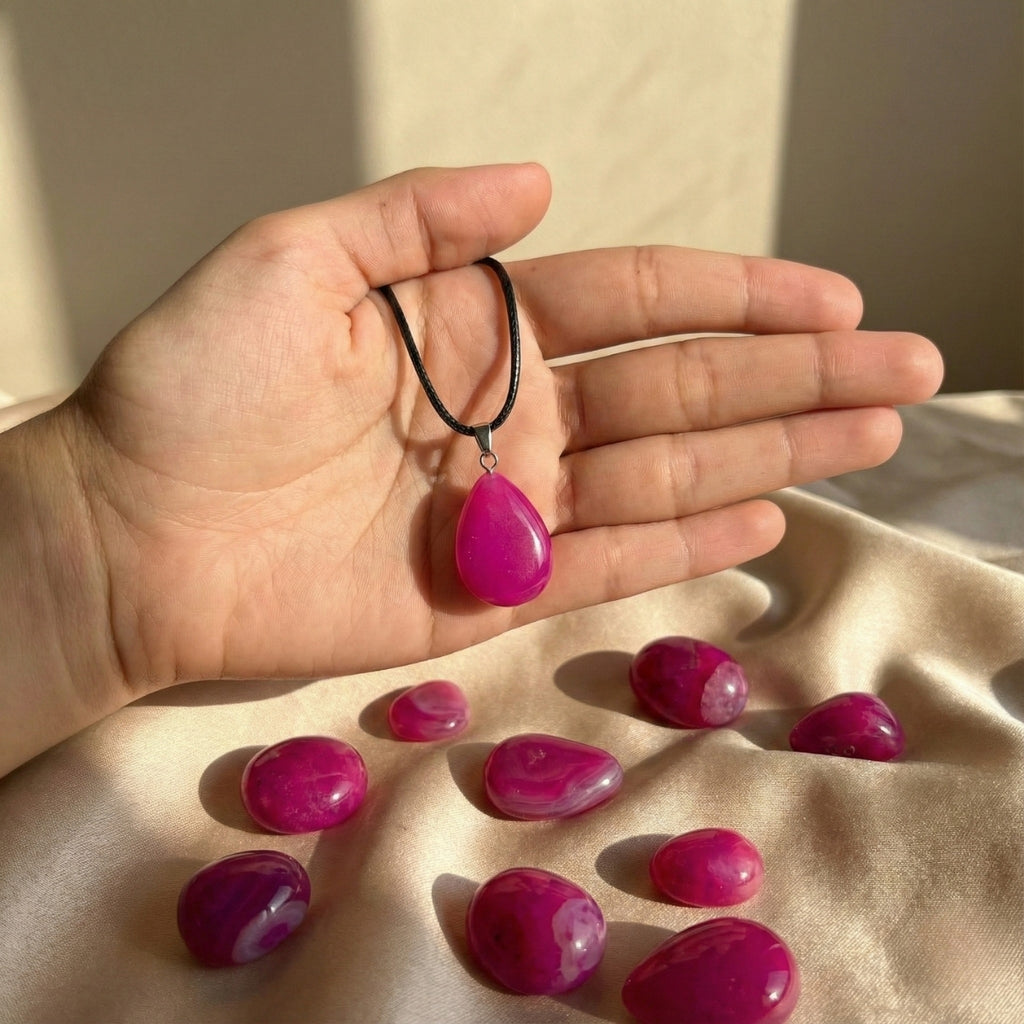 Collar de Ágata Fucsia Gota – Energía y Alegría