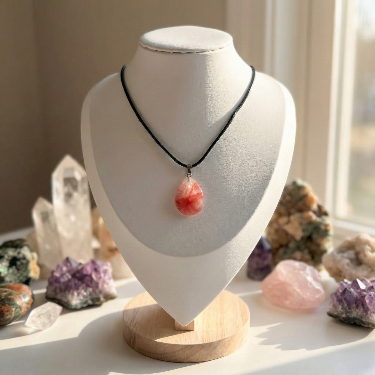 Collar de Cuarzo Cherry Gota – Energía y Amor